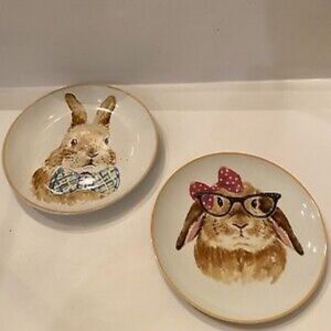 Pier 1 Easter Bunny Plates Porcelain 8”